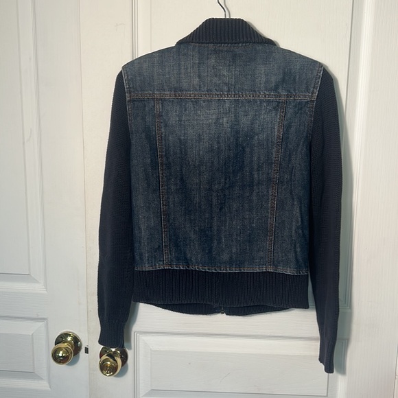 ESPRIT WOMEN DENIM JACKET WITH KNITTED SLEE AND COLLAR ZIPPER SIZE SMALL - Picture 4 of 5